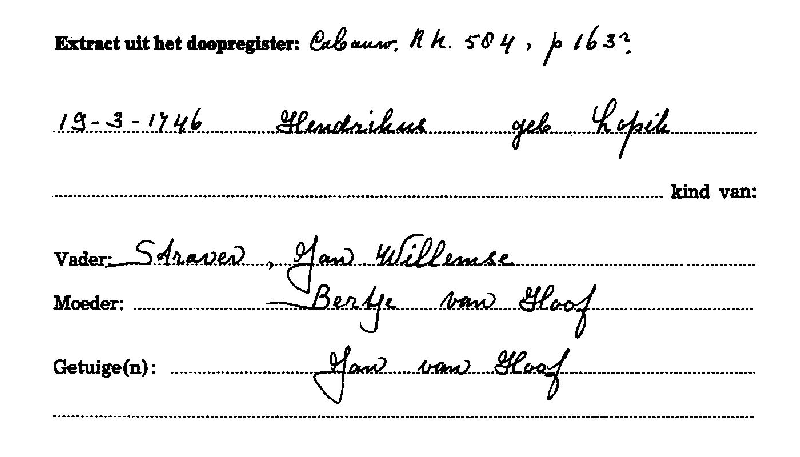 17460319 extr dp DTB-RK_Cabauw Hendrikus zv JW Straver - B v Hoof